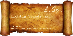 Lichtig Szimóna névjegykártya